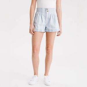 American Eagle Outfitters Light Blue Striped High Waist Shorts
